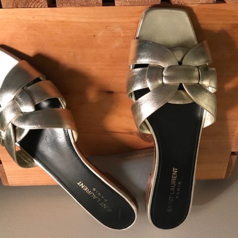 Saint Laurent Platino slides, size 38, platinum - Picture 5 of 5